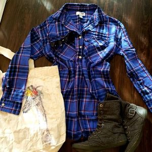 Cozy, warm, oversized plaid shirt